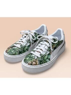 Puma Basket Pineapple Low Top Sneakers Kids 5.5C (Fits Womens 7) Shoes 35152